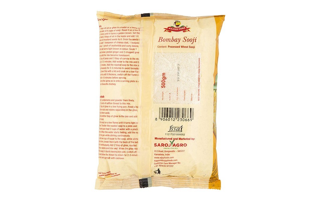 Master Cook Bombay Sooji Whole Durum Wheat Broken   Pack  500 grams